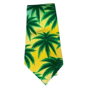 Vtg Rare Gianni Versace 100% Silk Green Palm Trees Yellow Neck Tie Italy Men